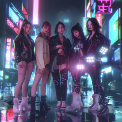 Virtual Korean Idol Group 3D Render