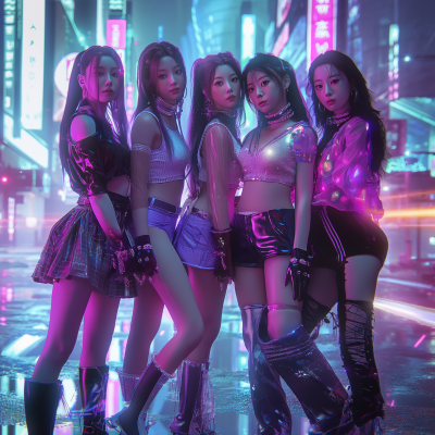 Neon Cyberpunk Idol Group