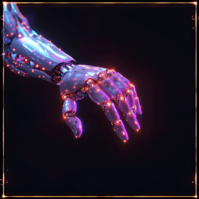Neon Purple AI Robot Hand
