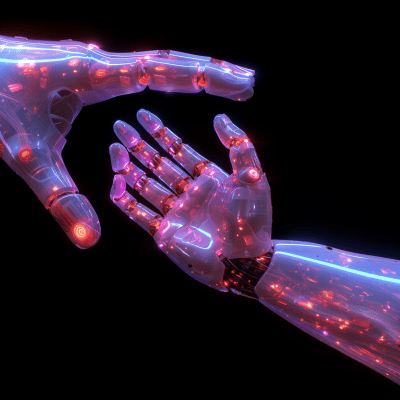 Neon Purple AI Robot Hand