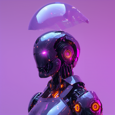 Neon Purple AI Robot