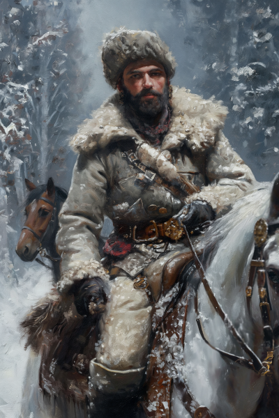 Russian Cossack on the Snow