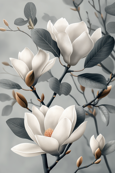 Minimalist Magnolia Flower
