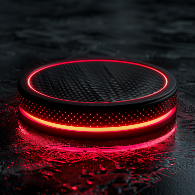 Flying 3D Hockey Puck with Neon Elements