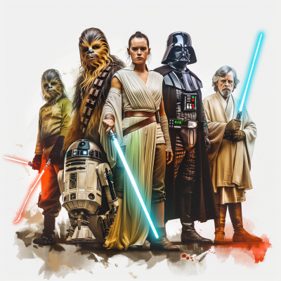 Star Wars Characters on White Background