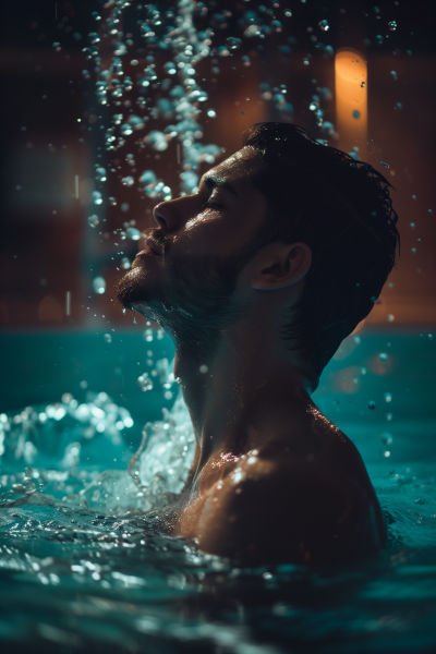 Man Shivering in Water Splash