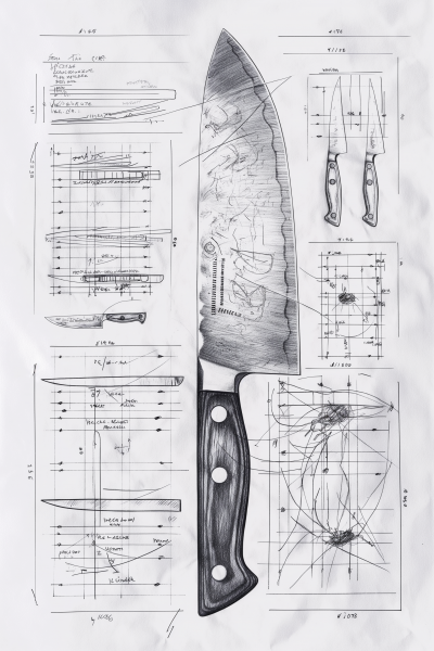 Design Dismantling Drawings for Santoku Knife