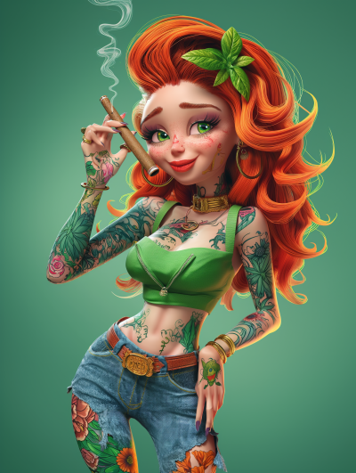 Colorful Irish Woman Cartoon Character Illustration