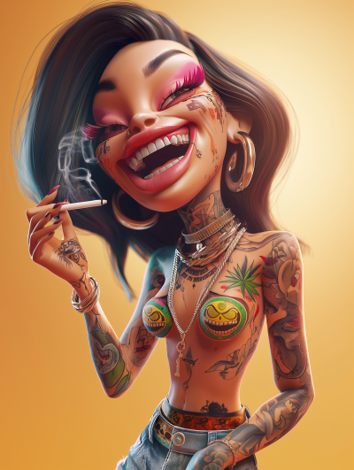 Tanned Woman Cartoon Character Illustration