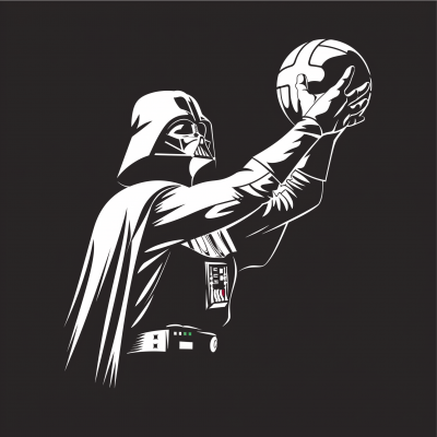Minimalist Black and White Darth Vader Volleyball Poster