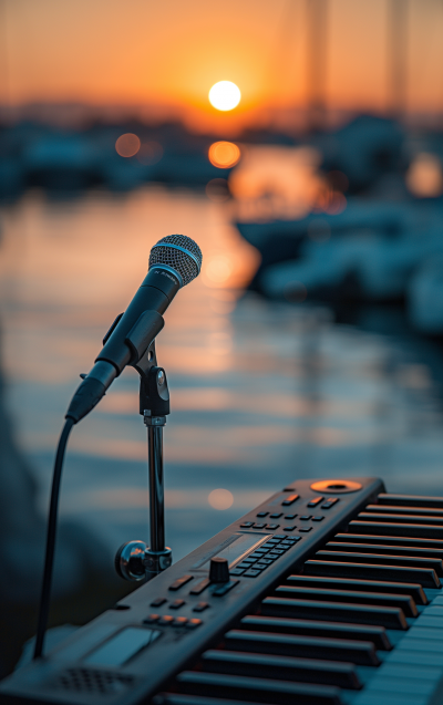 Jazz Keyboard and Microphone at Sunset Marina