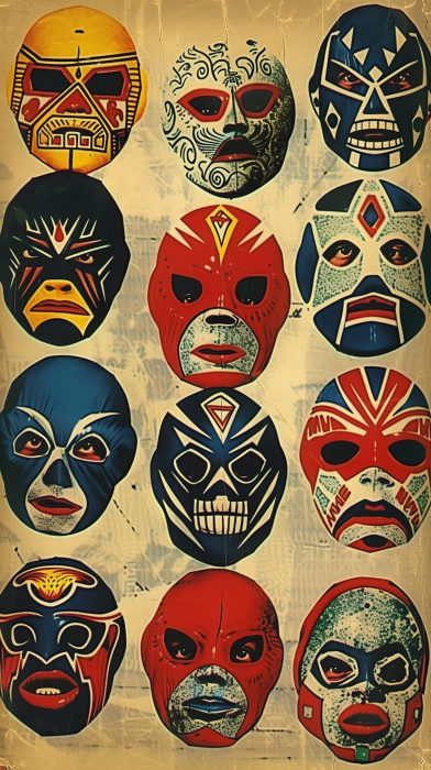 Luchador Masks Print Wallpaper