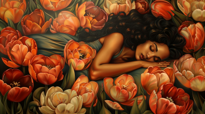 Woman Sleeping in a Tulip
