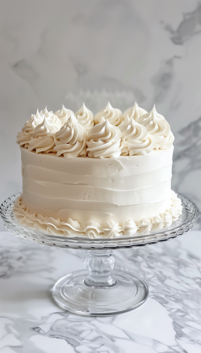 White Cake with Buttercream Piping