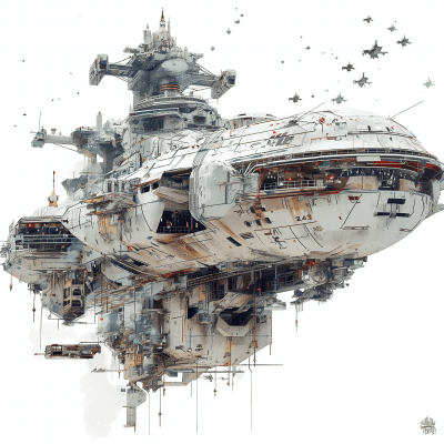Giant Spaceship in the Style of Daniel Simmons