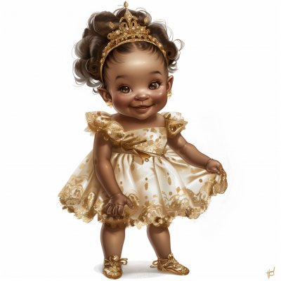 Hyper Realistic Newborn African American Princess Baby Girl