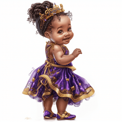 Elegant African American Newborn Baby Girl Illustration