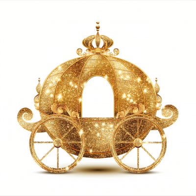 Gold Glitter Princess Carriage Illustration