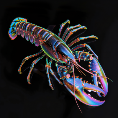 Neon Holographic Lobster