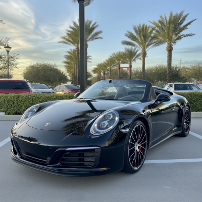 Porsche 911 Convertible in Parking Lot