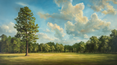 Park Landscape Oil Painting