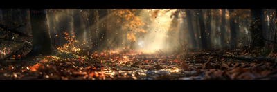 Sun Rays in Fall Forest