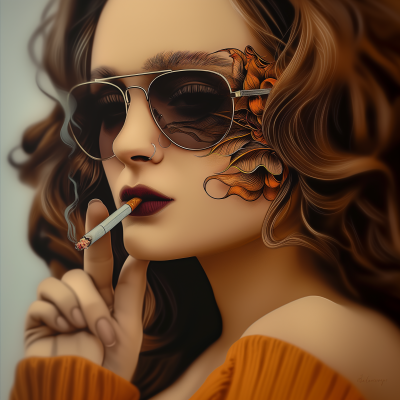 Woman with Sunglasses Tattoo