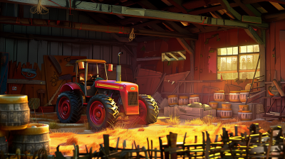 Old Tractor in a Barn