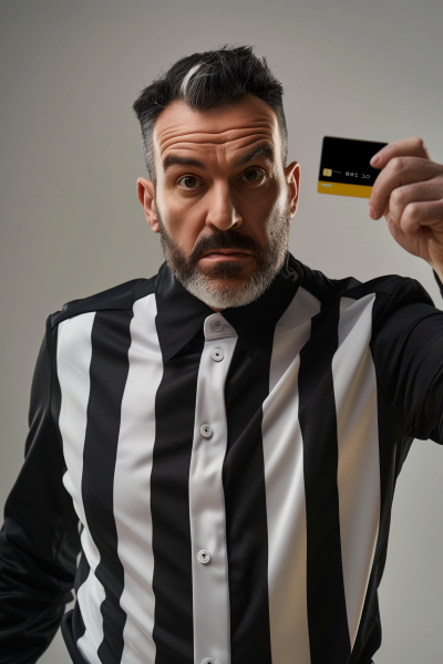 Serious Referee with Credit Card