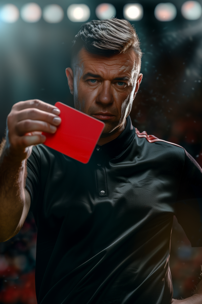 Serious Referee Issuing Red Card