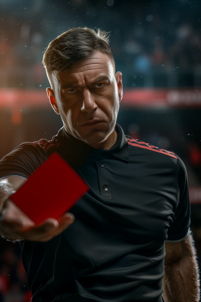 Stern Referee Issuing Red Card