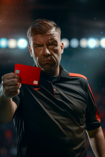 Serious Referee with Red Card