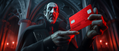 Sinister Vampire with Red Credit Card