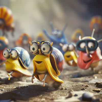 Snail Race in Pixar Style