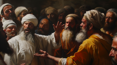 Intense Confrontation in Realistic Oil Painting