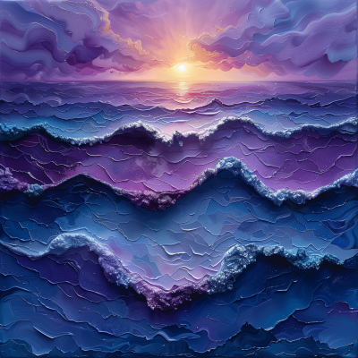Vibrant Bathymetric Waves at Sunset