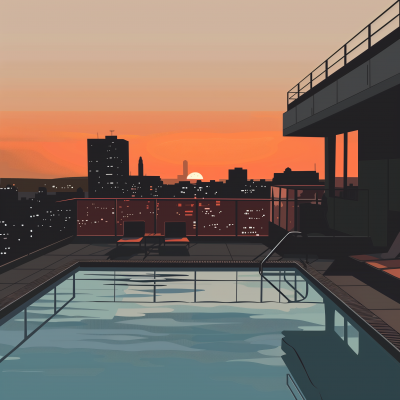Rooftop Pool at Sunset