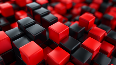 Black and Red Cubes Background