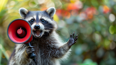 Curious Raccoon with Megaphone