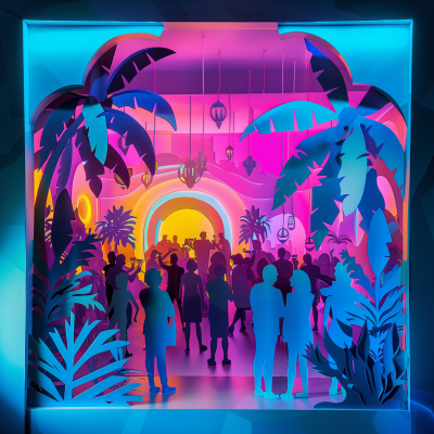 Neon Afterparty Cut Out Illustration