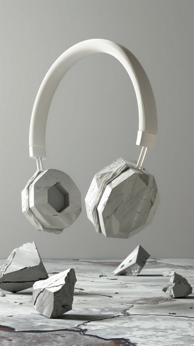 Floating Brutalist Headphones Design