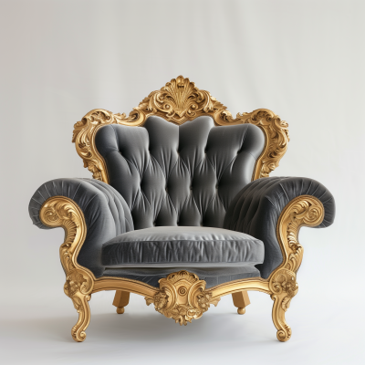 Luxurious Victorian Style Carved Armchair Photo