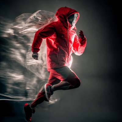 Floating Red Jacket in Running Pose