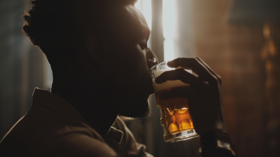 Cinematic Beer Drinking Silhouette