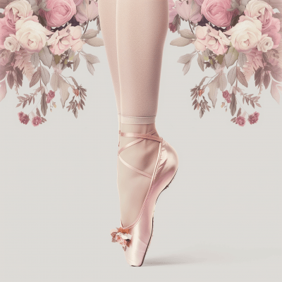 Ballerina Legs in Flower Ornamented Shoes