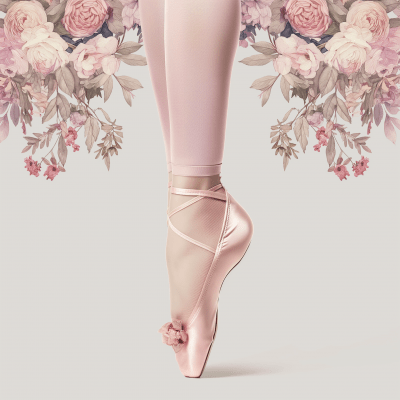Ballerina Legs with Flower-Ornamented Shoes