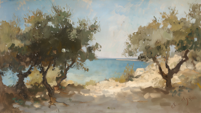 Olive Trees by the Aegean Sea