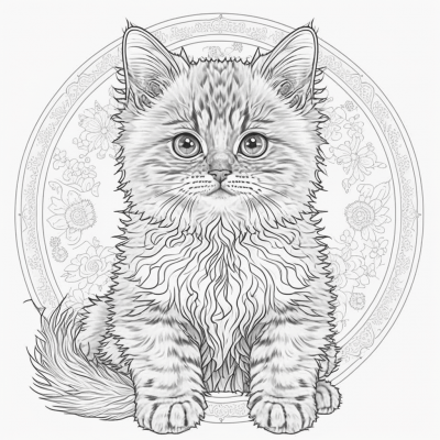 Siberian Kitten Coloring Page