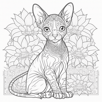 Sphynx Kitten Coloring Page