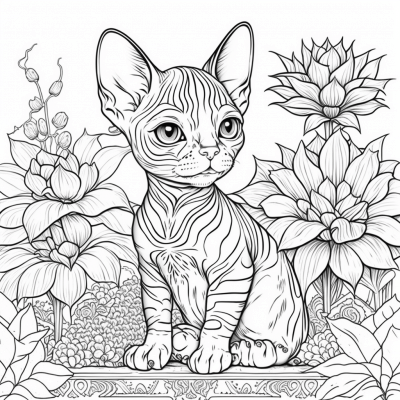 Sphynx Kitten Coloring Page
